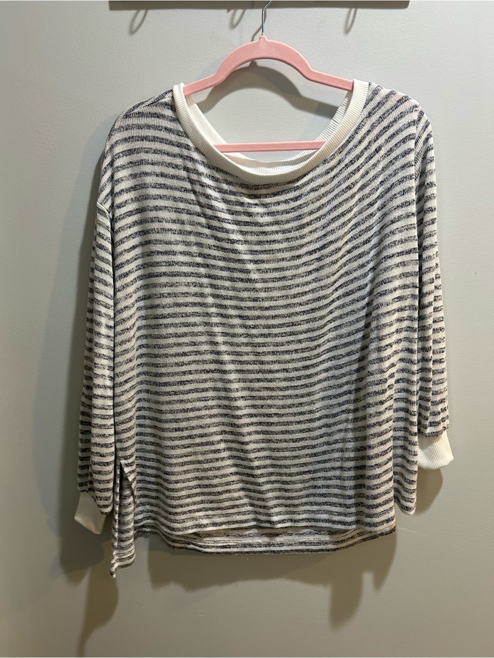 Torrid Striped Off Shoulder Top in White and Gray